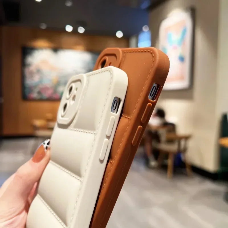 Down Jacket Silicone iPhone Case - Quilted Design
