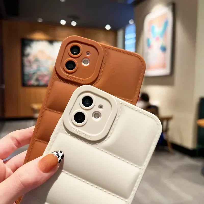 Down Jacket Silicone iPhone Case - Quilted Design